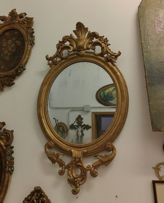 French Oval Mirror with Gilt Wood Stucco Carved Frame, 1800s-ZFY-1720735