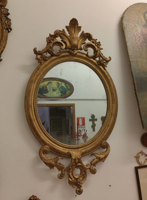 French Oval Mirror with Gilt Wood Stucco Carved Frame, 1800s-ZFY-1720735