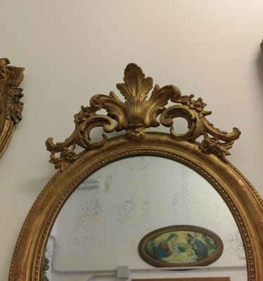 French Oval Mirror with Gilt Wood Stucco Carved Frame, 1800s-ZFY-1720735