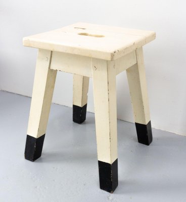 French Painted Wooden Side Stool, 1950s-RIU-1418906