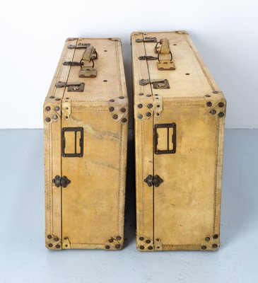 French Parchment Suit Case Trunks, 1930s, Set of 2-RIU-1433130