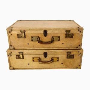 French Parchment Suit Case Trunks, 1930s, Set of 2-RIU-1433130