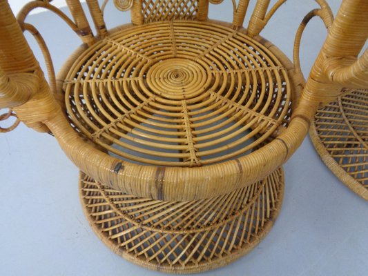 French Peacock Chairs & Table, 1960s, Set of 3-RDW-1353146