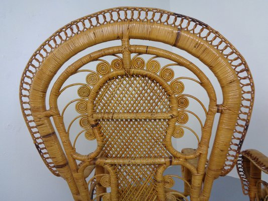 French Peacock Chairs & Table, 1960s, Set of 3-RDW-1353146