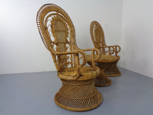 French Peacock Chairs & Table, 1960s, Set of 3-RDW-1353146