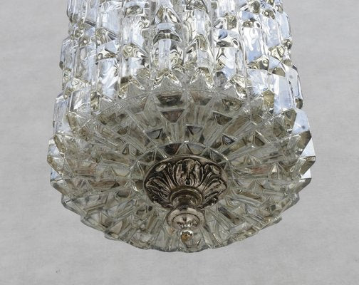 French Pendant Light in Textured Glass, 1950-JUA-1447928