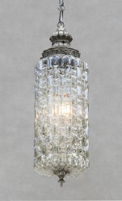 French Pendant Light in Textured Glass, 1950-JUA-1447928