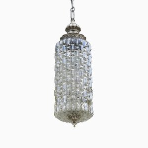 French Pendant Light in Textured Glass, 1950-JUA-1447928