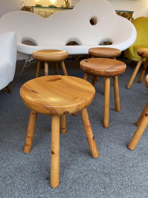 French Pine Stool attributed to Charlotte Perriand, 1960s-FUE-832836