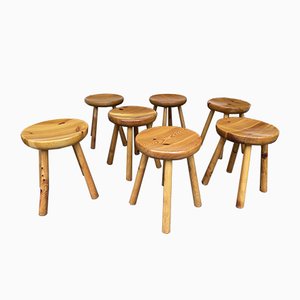 French Pine Stool attributed to Charlotte Perriand, 1960s-FUE-832836