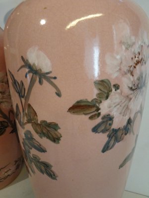 French Pink Ceramic Vases, 1940s, Set of 2-AWL-1324135