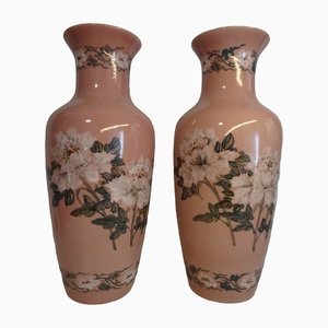 French Pink Ceramic Vases, 1940s, Set of 2-AWL-1324135