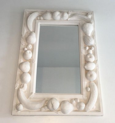 French Plaster Mirror with Fruits Decor, 1970s-BA-658227