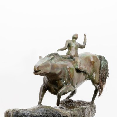 French Plaster Sculpture of Rider with Horse-VEI-1377086