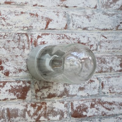 French Porcelain and Clear Glass Flush Mount-BLS-1782208