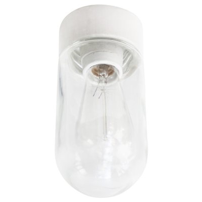 French Porcelain and Clear Glass Flush Mount-BLS-1782208