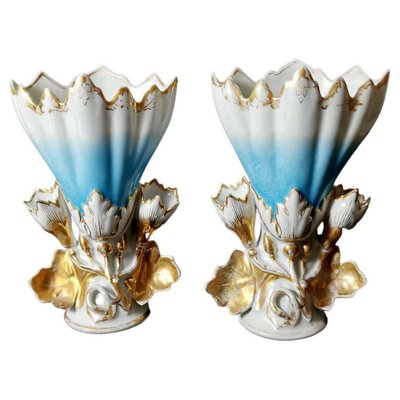 French Porcelain De Paris Wedding Vases for Church, Set of 2-QRS-1194060