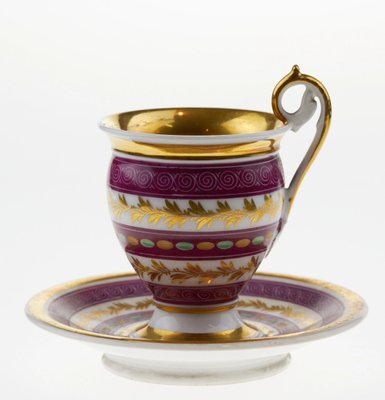 French Porcelain Teacup and Saucer, Set of 2-WMV-1127804