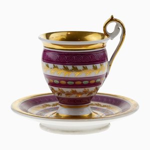 French Porcelain Teacup and Saucer, Set of 2-WMV-1127804