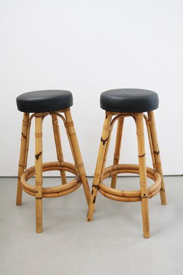 French Rattan and Bamboo Bar Stool, 1950s-FJP-2032222