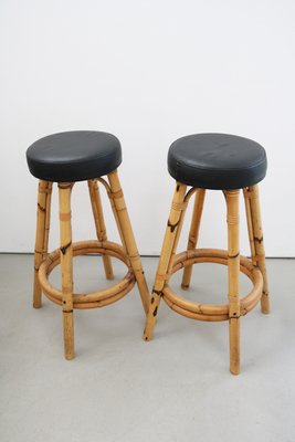 French Rattan and Bamboo Bar Stool, 1950s-FJP-2032222