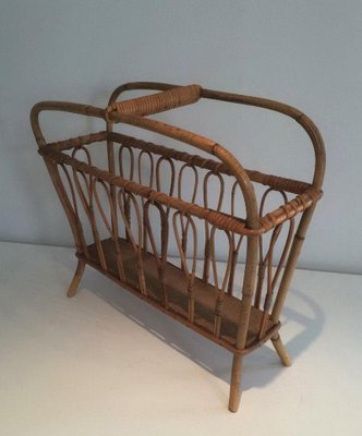 French Rattan Magazine Rack, 1960s-BA-658620