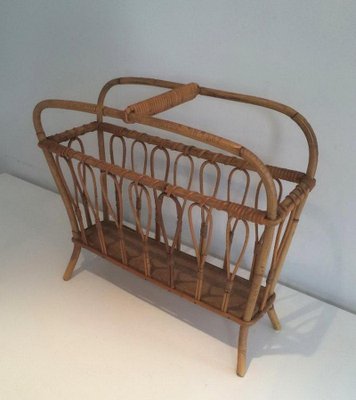 French Rattan Magazine Rack, 1960s-BA-658620