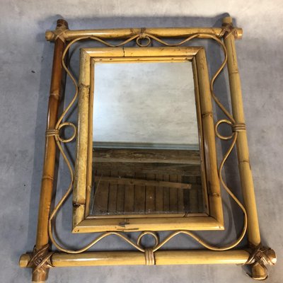 French Rattan Mirror, 1950s-SDV-590755