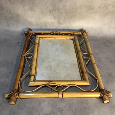 French Rattan Mirror, 1950s-SDV-590755