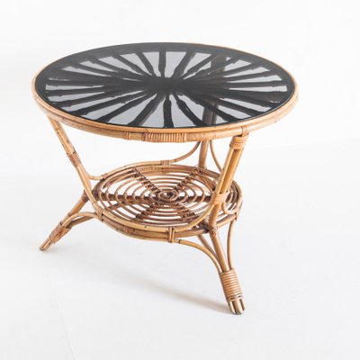 French Rattan Side Table, 1960s-ZFJ-784377