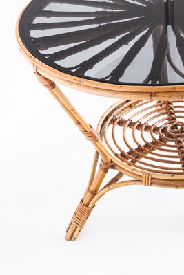 French Rattan Side Table, 1960s-ZFJ-784377