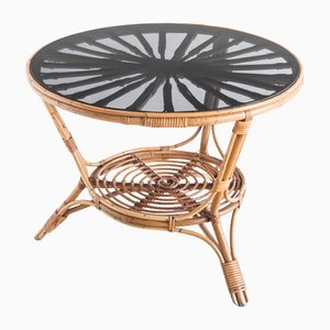 French Rattan Side Table, 1960s-ZFJ-784377