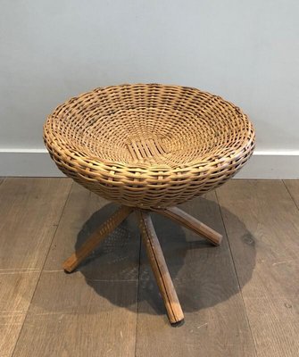 French Rattan Stools, 1970s, Set of 2-BA-926127