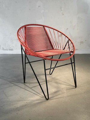 French Red Vinyl Wire Chair by Raoul Guys, 1950s-NLF-1091768