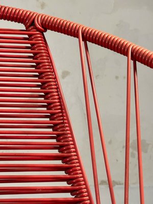 French Red Vinyl Wire Chair by Raoul Guys, 1950s-NLF-1091768