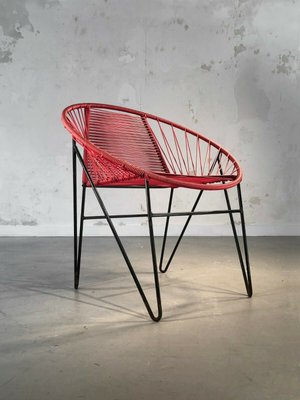 French Red Vinyl Wire Chair by Raoul Guys, 1950s-NLF-1091768