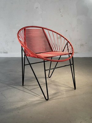 French Red Vinyl Wire Chair by Raoul Guys, 1950s-NLF-1091768