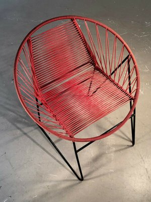 French Red Vinyl Wire Chair by Raoul Guys, 1950s-NLF-1091768