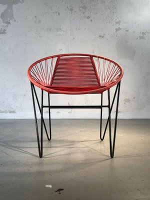 French Red Vinyl Wire Chair by Raoul Guys, 1950s-NLF-1091768