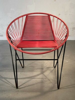 French Red Vinyl Wire Chair by Raoul Guys, 1950s-NLF-1091768