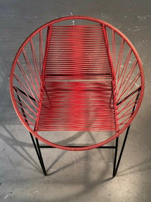 French Red Vinyl Wire Chair by Raoul Guys, 1950s-NLF-1091768