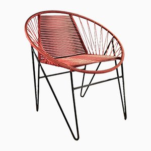 French Red Vinyl Wire Chair by Raoul Guys, 1950s-NLF-1091768