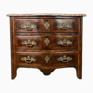 French Regency Curved Chest of Drawers in Inlaid Marble, 1750s-BXG-1757820