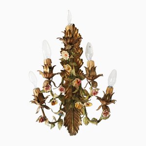 French Regency Style Wall Lamp with Florentine Flowers from Kögl, Italy, 1970s-FJP-1801603