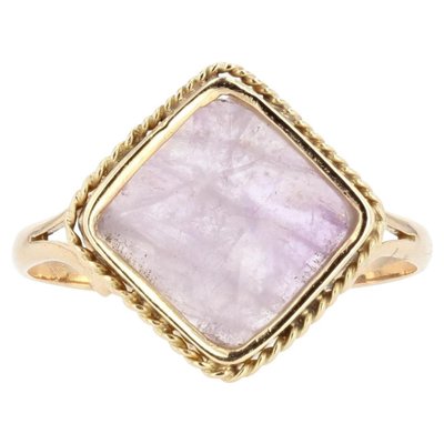 French Ring in 18K Yellow Gold with Amethyst, 1900s-OLU-1260300