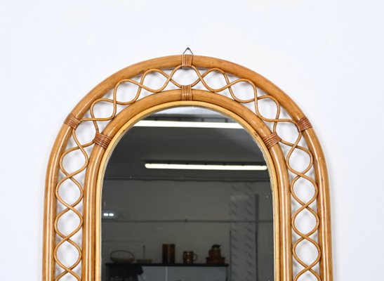 French Riviera Arc Mirror in Rattan, Wicker and Bamboo, Italy, 1960s-JDR-1732622