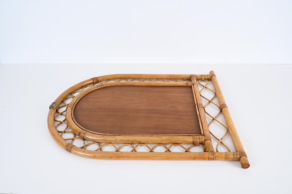 French Riviera Arc Mirror in Rattan, Wicker and Bamboo, Italy, 1960s-JDR-1732622