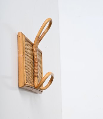 French Riviera Coat Hooks in Rattan and Bamboo, 1960s, Set of 2-JDR-1783060