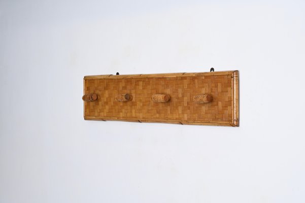 French Riviera Coat Rack in Wicker, Rattan and Bamboo, Italy, 1960s-JDR-1719005