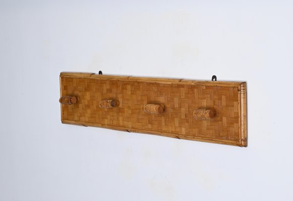 French Riviera Coat Rack in Wicker, Rattan and Bamboo, Italy, 1960s-JDR-1719005